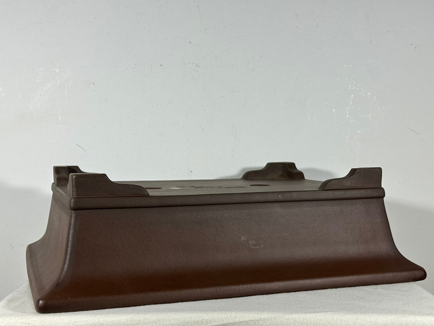 Preowned Japanese Tokoname Unglazed Rectangular Bonsai Pot Yamaaki - 16” By 12.75”