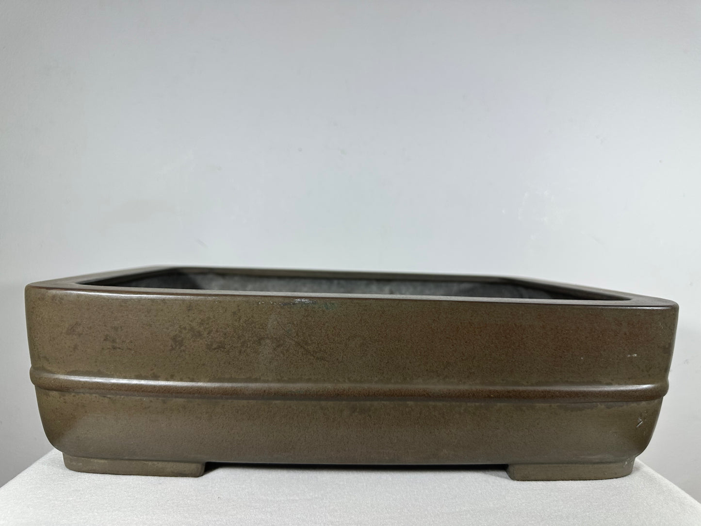 Preowned Japanese Tokoname Unglazed Rectangular Bonsai Pot Eiraku - 17” By 12.75”