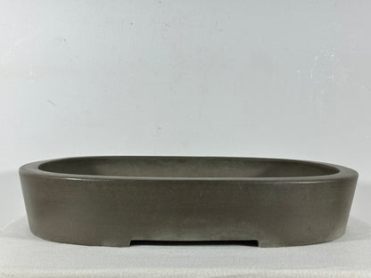 Preowned Japanese Tokoname Unglazed Oval Bonsai Pot Seizan - 14.75” By 11.75”