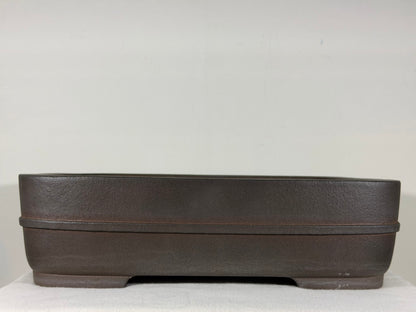 Preowned Japanese Tokoname Unglazed Rectangular Bonsai Pot Kisen - 16.25” By 12.75”