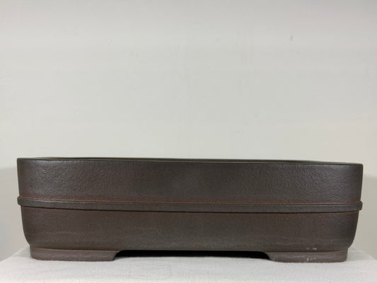 Preowned Japanese Tokoname Unglazed Rectangular Bonsai Pot Kisen - 16.25” By 12.75”