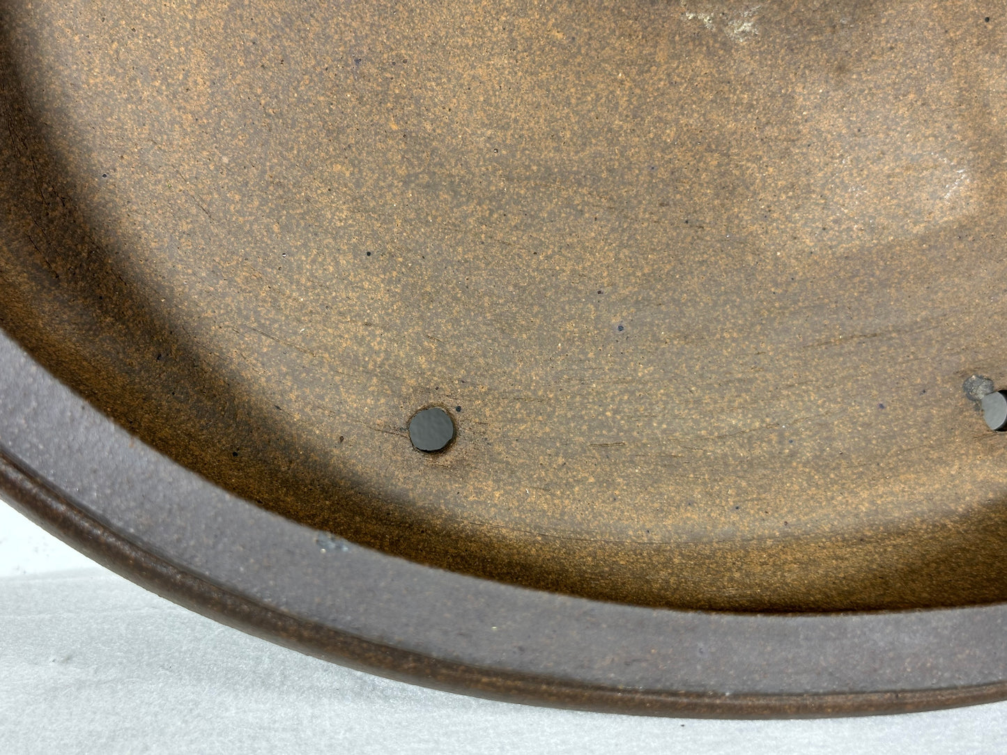 Preowned Vintage Japanese Tokoname Unglazed Oval Bonsai Pot Mazan Terahata - 18” By 15”