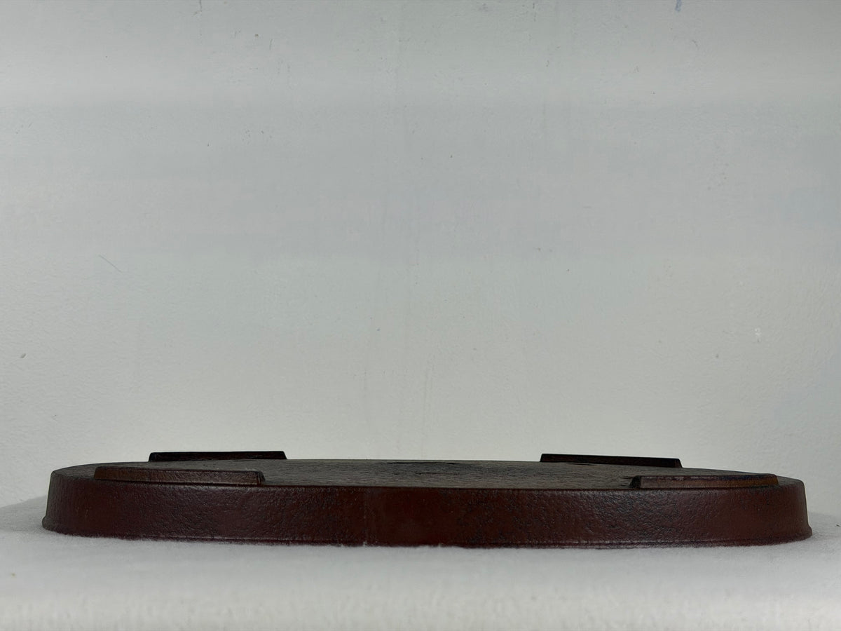 Preowned Japanese Tokoname Unglazed Shallow Oval Bonsai Pot Has Stamp - 13.25” By 9.5”