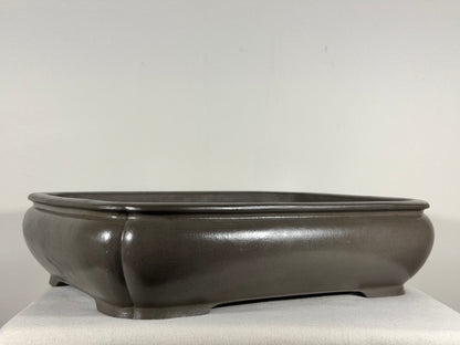 Preowned Japanese Tokoname Unglazed Rectangular Bonsai Pot Tousyou - 16” By 12.5”