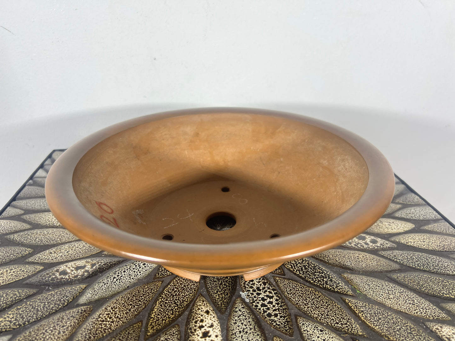 Preowned Japanese Tokoname Round Bonsai Pot Bigei - 9.5” By 2 7/8”