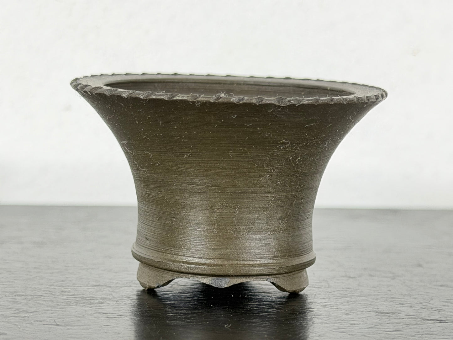 Preowned Vintage Japanese Tokoname Unglazed Cascade Round Bonsai Pot Kouhou - 2” By 1.25”