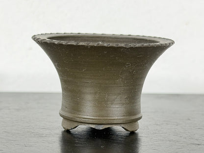 Preowned Vintage Japanese Tokoname Unglazed Cascade Round Bonsai Pot Kouhou - 2” By 1.25”