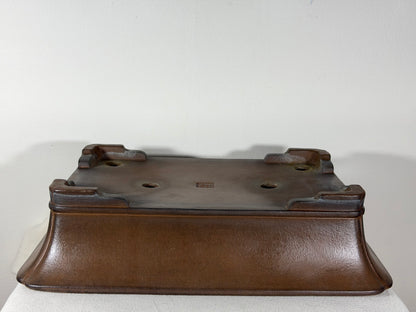 Preowned Japanese Tokoname Unglazed Rectangular Bonsai Pot Gyouzan Nakano - 16.75” By 12.25”