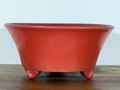 Preowned Vintage China Glazed Round Bonsai Pot - 5.75” By 2.75”