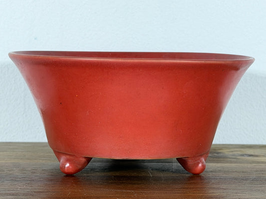 Preowned Vintage China Glazed Round Bonsai Pot - 5.75” By 2.75”
