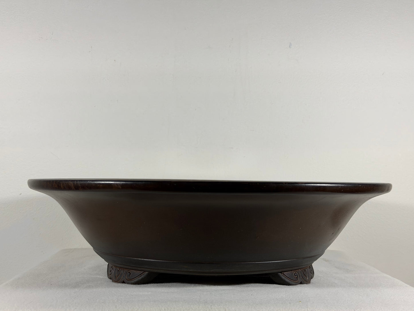 Preowned Vintage Japanese Tokoname Unglazed Round Bonsai Pot Tazan - 15.75” By 4.25”