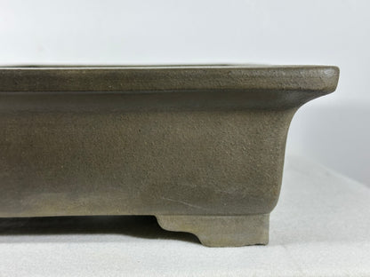 Preowned Japanese Tokoname Unglazed Rectangular Bonsai Pot Seizan - 12.75” By 9.5”