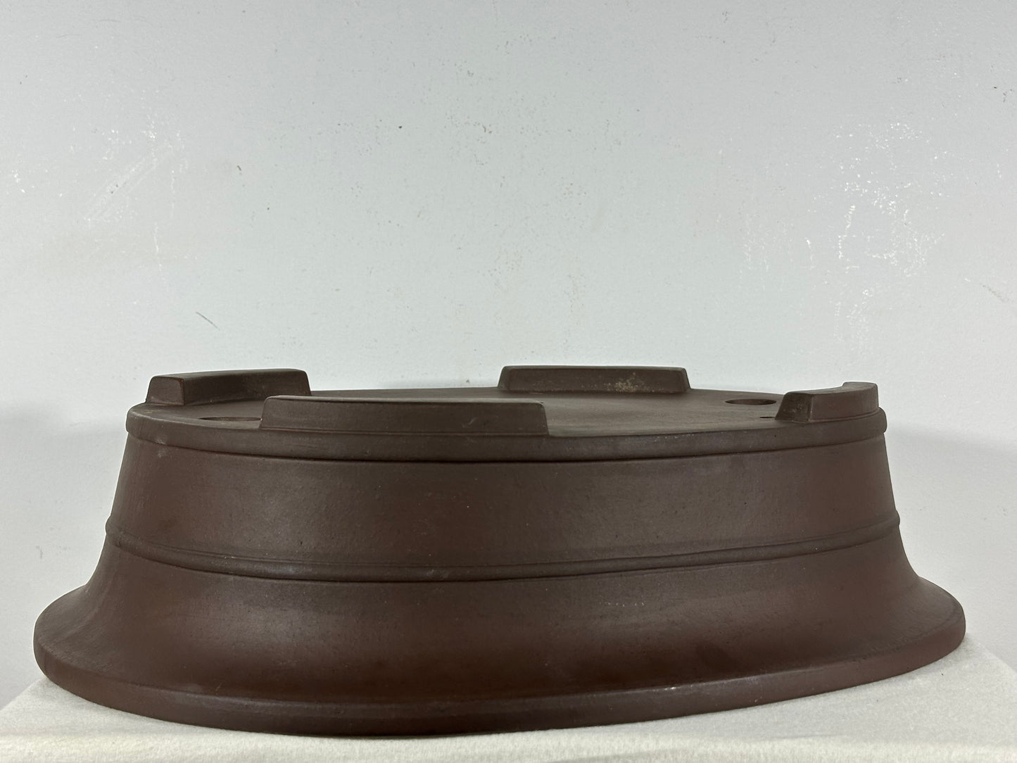 Preowned Japanese Tokoname Unglazed Oval Bonsai Pot Yamaaki - 18” By 14.5”