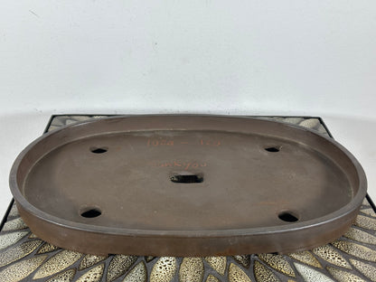 Preowned Japanese Tokoname Unglazed Shallow Oval Bonsai Pot Sankyou - 15.75” By 10.75”