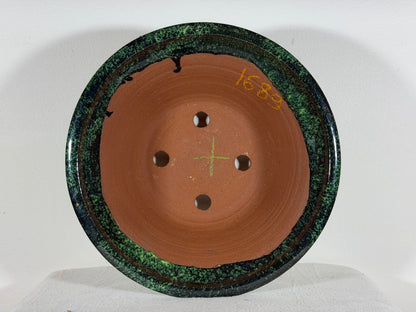 New Japanese Tokoname Glazed Round Bonsai Pot Syuhou Yoshimura - 12.75” By 5.75”