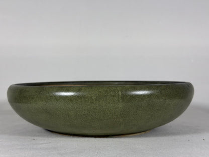 Preowned Japanese Tokoname Glazed Round Bonsai Pot has Patina - 9.5” By 2.5”