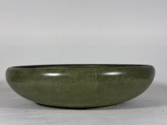 Preowned Japanese Tokoname Glazed Round Bonsai Pot has Patina - 9.5” By 2.5”