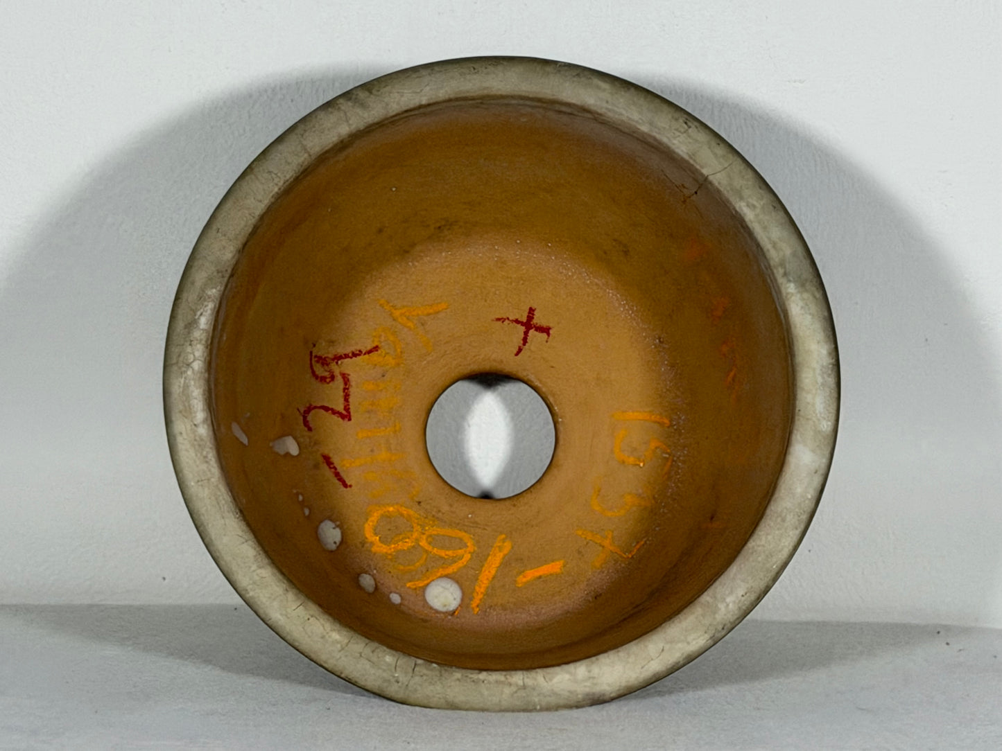 Preowned Japanese Tokoname Glazed Round Bonsai Pot Yamaaki - 8” By 4”