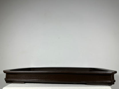 Preowned Japanese Tokoname Unglazed Rectangular Shallow Bonsai Pot Seizan - 21.5” By 14.5”