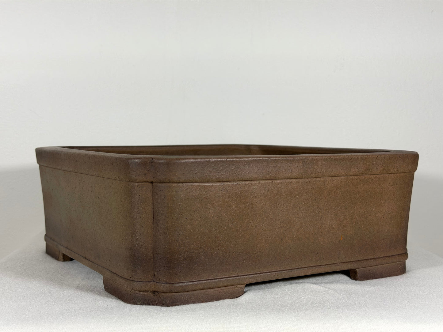 Preowned Japanese Tokoname Unglazed Square Bonsai Pot Sanpo - 11.25” By 4 1/8”