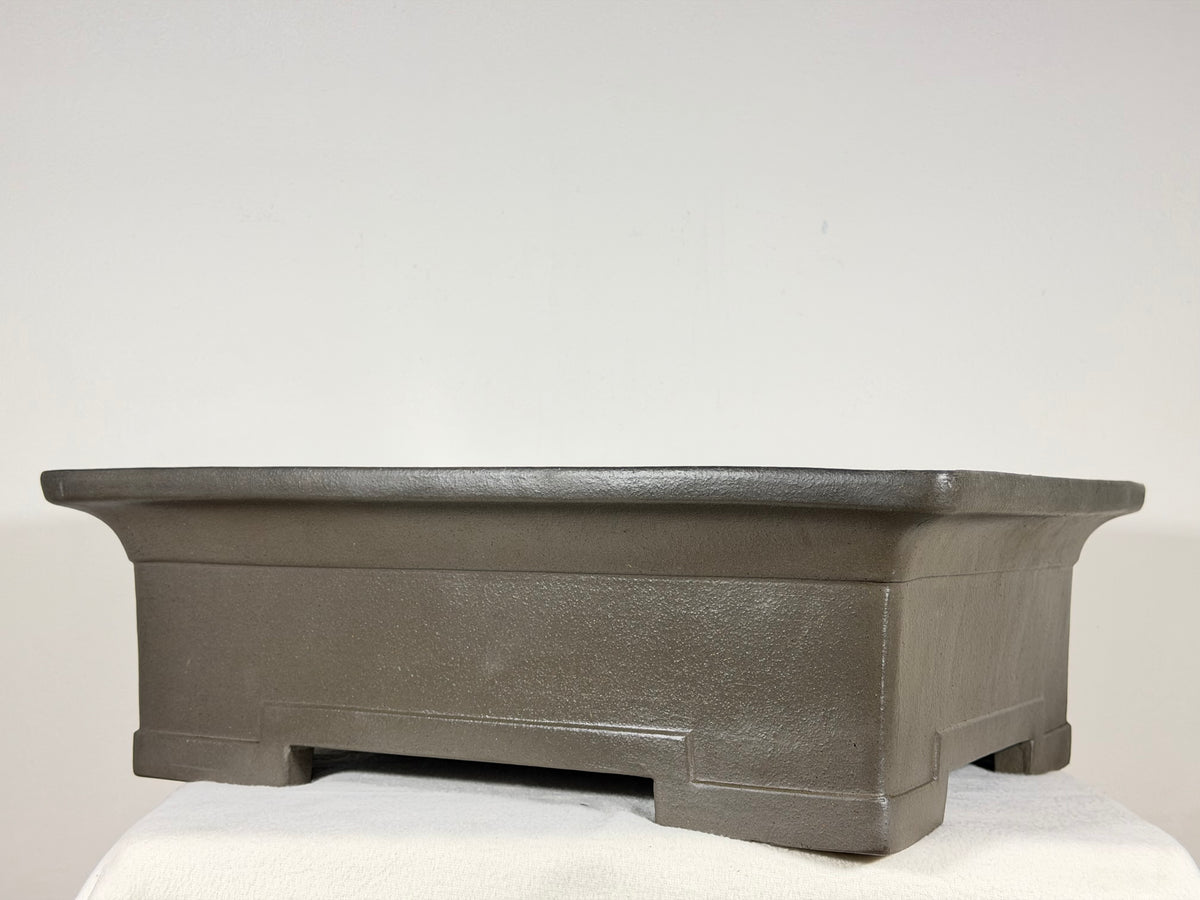 Preowned Japanese Tokoname Unglazed Rectangular Bonsai Pot Reiho - 18” x 14” x 5.75”
