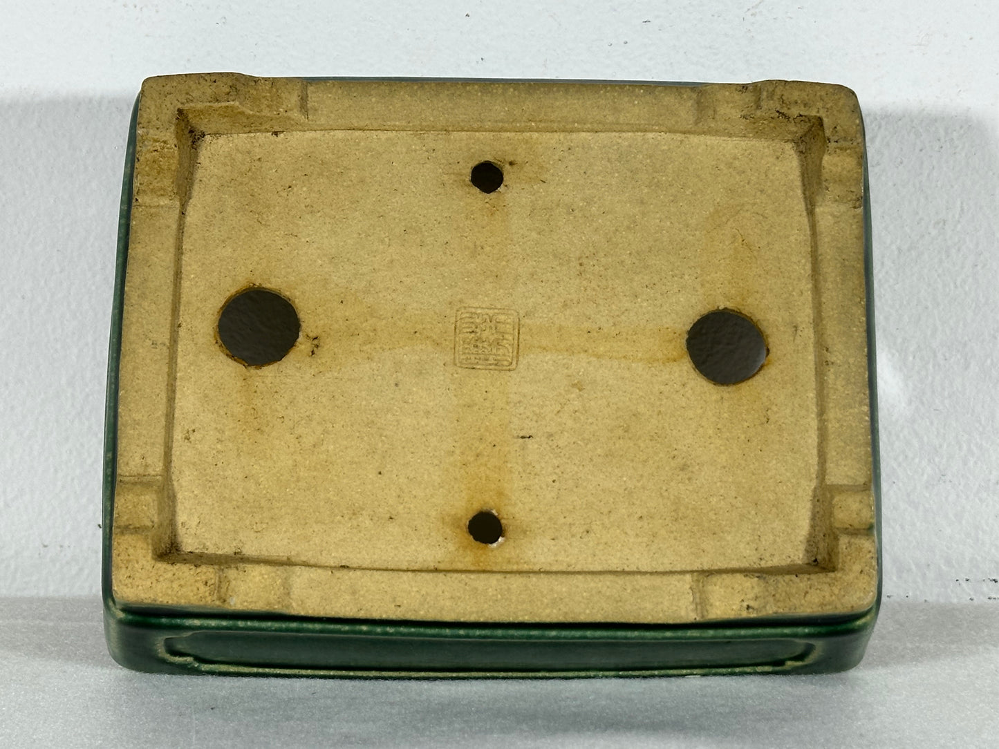 Preowned Japanese Tokoname Glazed Rectangular Bonsai Pot Shibakatsu - 6.25” By 4.75”