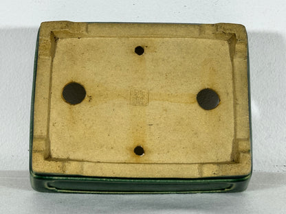 Preowned Japanese Tokoname Glazed Rectangular Bonsai Pot Shibakatsu - 6.25” By 4.75”