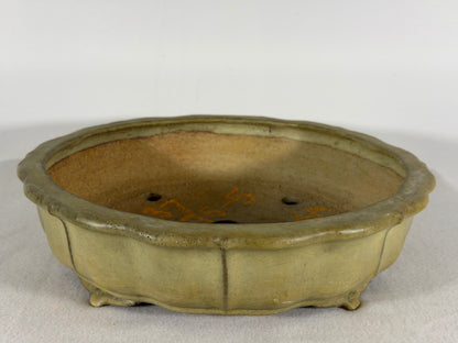 Preowned Japanese Tokoname Rinka Style Bonsai Pot Yamafusa - 10.25” By 2 3/8”