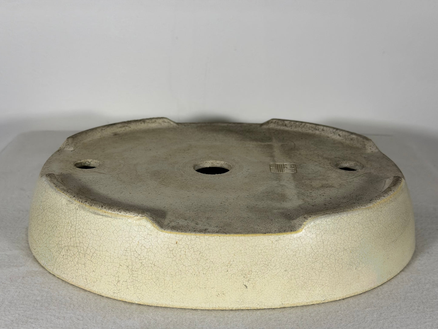 Preowned Japanese Tokoname Glazed Oval Bonsai Pot Mazan Terahata - 11.25” By 9.5”