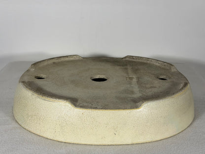 Preowned Japanese Tokoname Glazed Oval Bonsai Pot Mazan Terahata - 11.25” By 9.5”