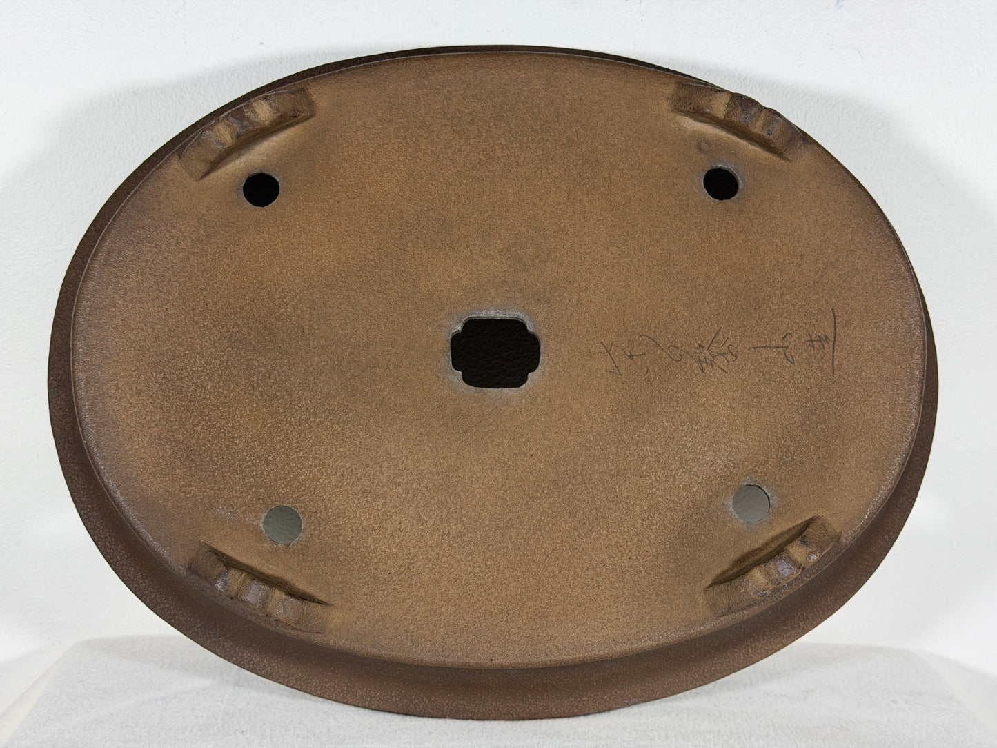 Preowned Japanese Tokoname Unglazed Oval Bonsai Pot Keizan - 15.75” By 12.25”