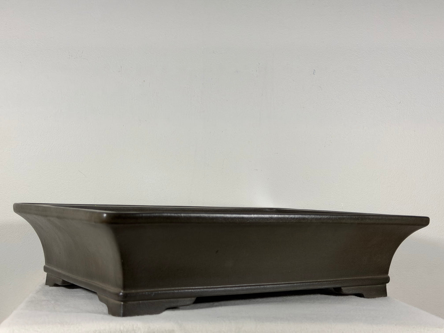 Preowned Japanese Tokoname Unglazed Rectangular Bonsai Pot Gyouzan Nakano - 16.5” By 12”
