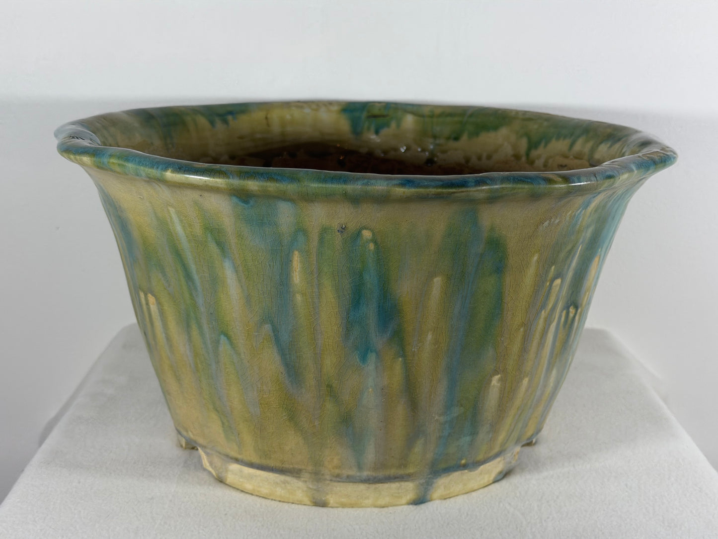 New Japanese Tokoname Round Cascade Style Bonsai Pot Syuhou Yoshimura - 15” By 8”