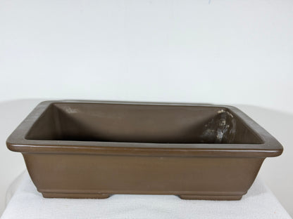 Preowned Japanese Tokoname Unglazed Rectangular Bonsai Pot Yamaaki - 16.25” By 11.75”