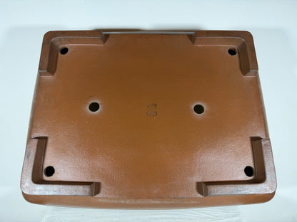 Preowned Japanese Tokoname Unglazed Rectangular Bonsai Pot Syouzan - 19.75” x 15.25” x 6.5”