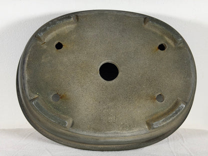 Preowned Japanese Tokoname Unglazed Oval Bonsai Pot Yamakou - 11.5” By 9”