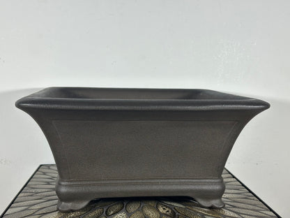 Preowned Japanese Tokoname Unglazed Square Semi Cascade Bonsai Pot Yamaaki - 14.25” By 6.75”