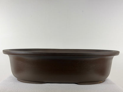 Preowned Japanese Tokoname Oval Unglazed Bonsai Pot Yamagen - 18” By 14.75”