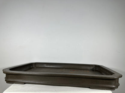Preowned Japanese Tokoname Unglazed Rectangular Shallow Bonsai Pot Seizan - 22.5” By 15.25”