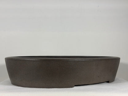 Preowned Japanese Tokoname Unglazed Oval Bonsai Pot Keizan - 16.25” By 12.75”