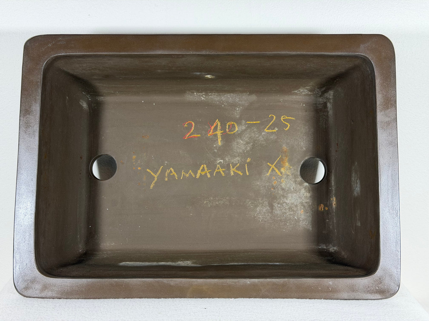 Preowned Japanese Tokoname Unglazed Rectangular Bonsai Pot Yamaaki - 15.5” By 11”