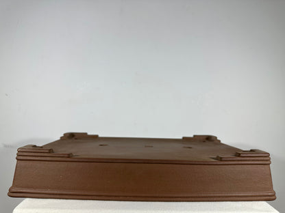 Preowned Japanese Tokoname Unglazed Rectangular Shallow Bonsai Pot Seizan - 18.75” By 12.75”