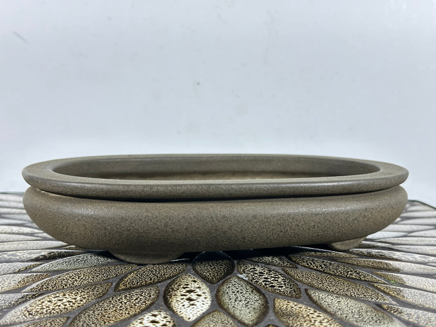 Preowned Vintage Japanese Tokoname Unglazed Bag Style Bonsai Pot Yamaaki - 10” By 6.5”