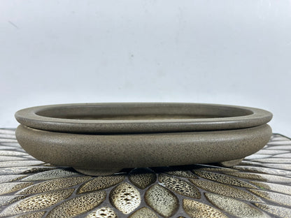 Preowned Vintage Japanese Tokoname Unglazed Bag Style Bonsai Pot Yamaaki - 10” By 6.5”