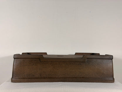 Preowned Japanese Tokoname Unglazed Rectangular Bonsai Pot Seibun - 15” By 11”