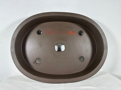 Preowned Japanese Tokoname Unglazed Shallow Oval Bonsai Pot - 13.5” By 10”