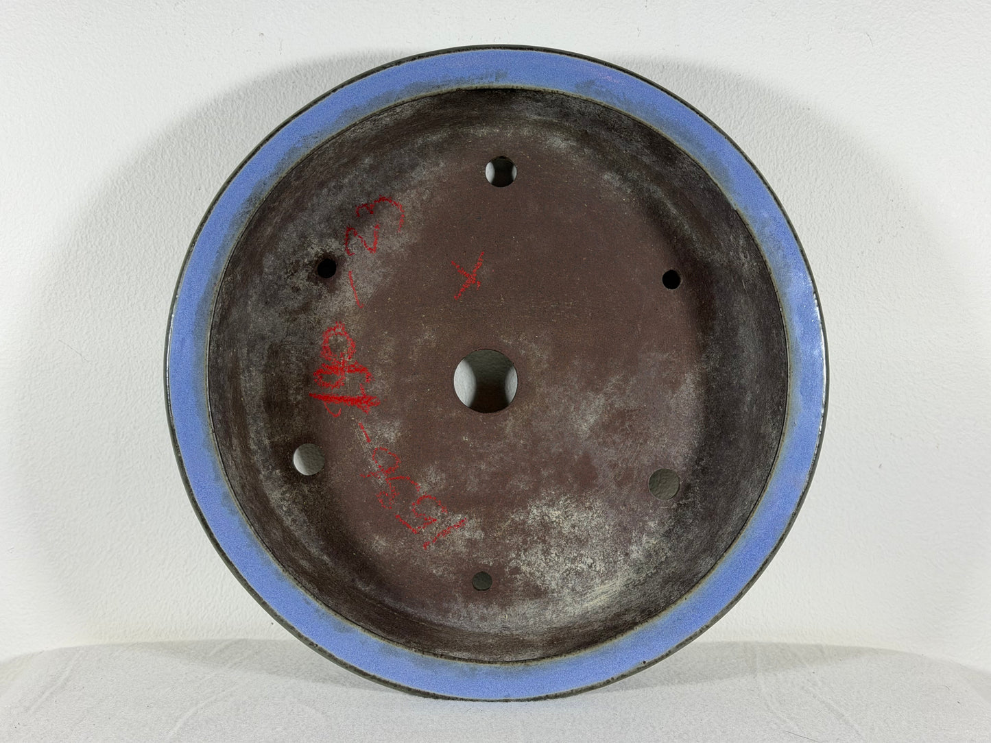 Preowned Japanese Tokoname Glazed Round Bonsai Pot Yamaaki - 11.25” By 2.5”