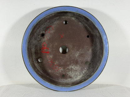 Preowned Japanese Tokoname Glazed Round Bonsai Pot Yamaaki - 11.25” By 2.5”
