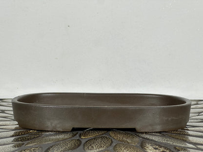 Preowned Japanese Tokoname Unglazed Oval Bonsai Pot - 7.25” By 4 3/8”