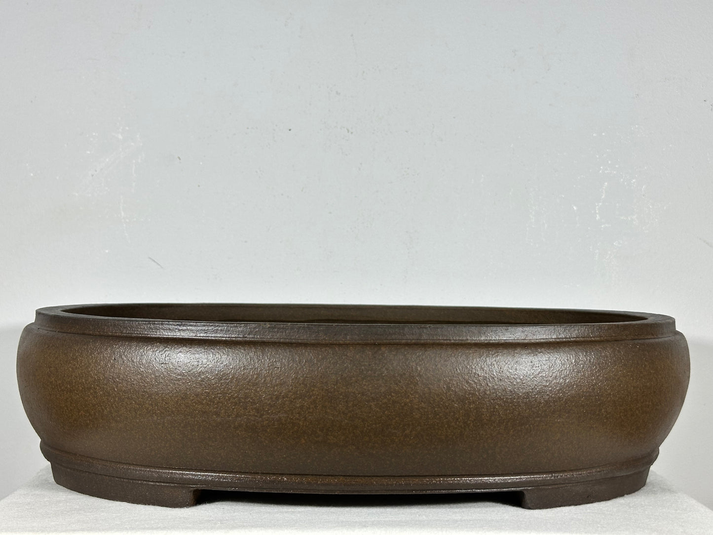 Preowned Vintage Japanese Tokoname Unglazed Oval Bonsai Pot Mazan Terahata - 18” By 15”